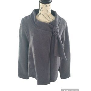 Michelle Nichol xl 100% wool gray coat Tie Side Classic Elegant Officey